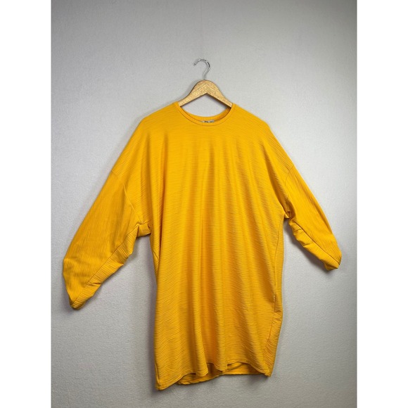ZARA Women Textured Yellow Long Sleeve Oversized Tunic Top Shirt Size M - Picture 9 of 9